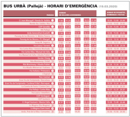 Nous horaris del bus urbà