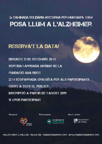 Cartell 2a Caminada Solidària Nocturna per Muntanya Alzheimer