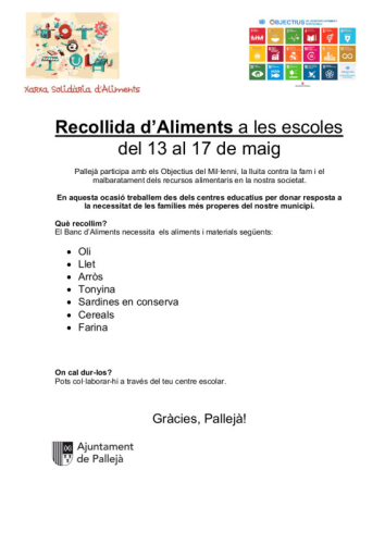 Recollida d'aliments a les escoles